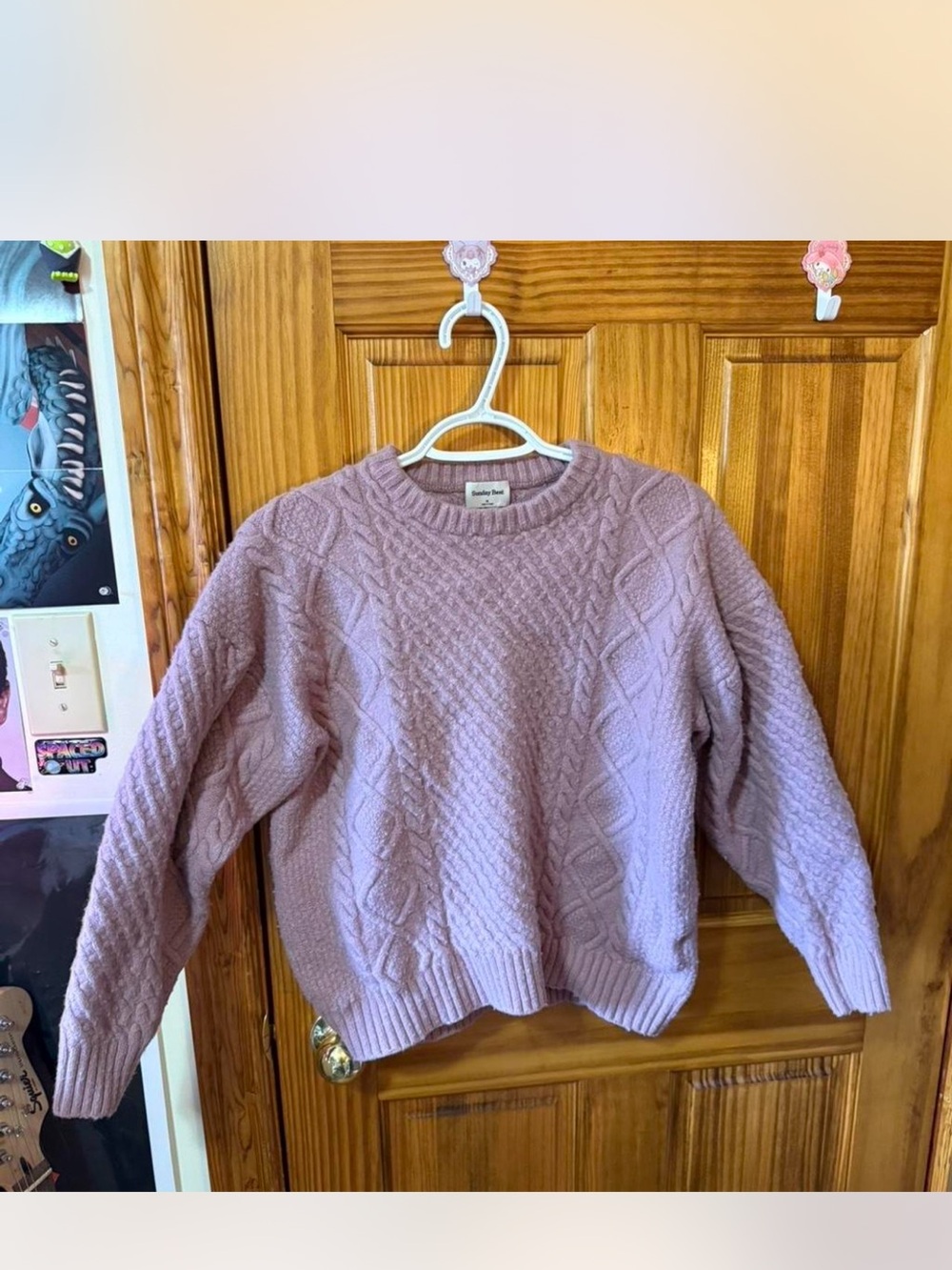 Aritzia(Sunday Best)Lavender Cable knit Wool Crewneck Sweater